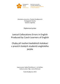 Lexical Collocations Errors in English Produced by Czech
