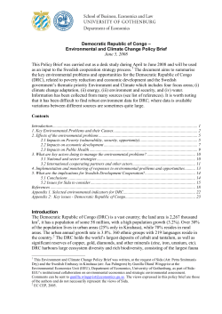 Democratic Republic of Congo &ndash; Environmental and Climate