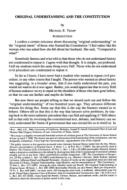 Original Understanding and the Constitution