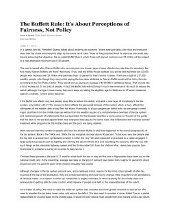 The Buffett Rule: It`s About Perceptions of Fairness, Not Policy