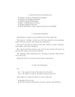 Nutrition Problem - NIU Math - Northern Illinois University