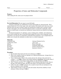 Properties of Ionic and Molecular Compounds
