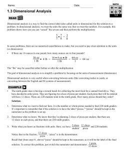 1.3 Dimensional Analysis