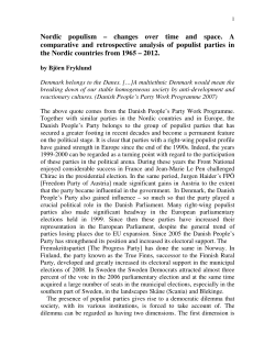 Nordic populism &ndash; changes over time and space. A comparative and