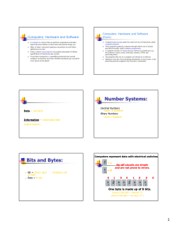 Number Systems: Bits and Bytes: