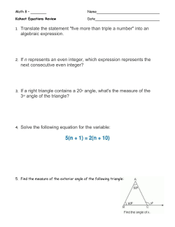 1. Translate the statement "five more than triple a number" into an