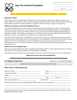 For Office Use Only Adoption Volunteers