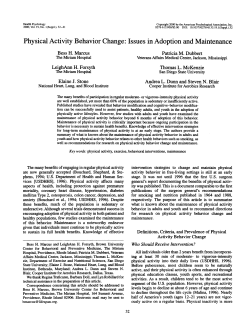 Physical Activity Behavior Change