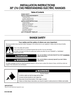 installation instructions 30" (76 cm) freestanding electric