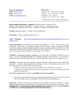 Math 150B: Elementary Algebra 2 (Spring 2017, Section 5151)
