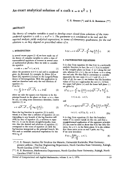 An exact analytical solution of x coth x = x 2 + 1