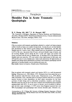 Shoulder pain in acute traumatic quadriplegia