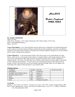 Hist3113 Tudor England 1485-1603