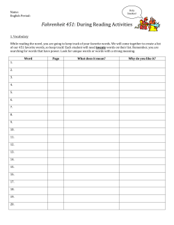 Fahrenheit 451: During Reading Activities