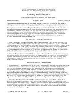 Plainsong, not Performance