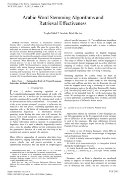 Arabic Word Stemming Algorithms and Retrieval