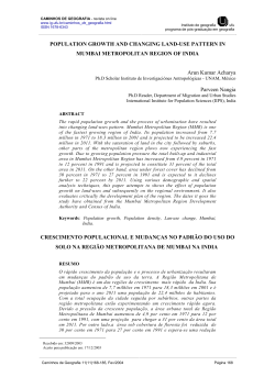 POPULATION GROWTH AND CHANGING LAND-USE