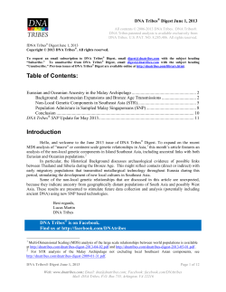 DNA Tribes Digest for June 1, 2013