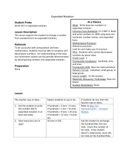 Expanded Notation Student Probe Lesson Description Rationale