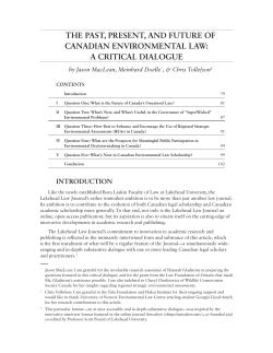 THE PAST, PRESENT, AND FUTURE OF CANADIAN