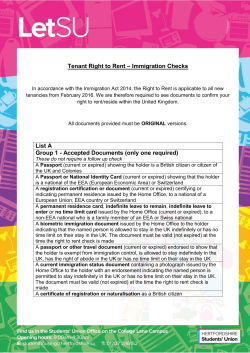 Tenant Right to Rent &ndash; Immigration Checks List A Group 1
