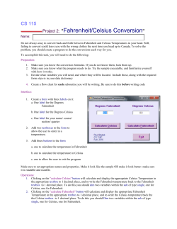 Project 2: "Fahrenheit/Celsius Conversion"