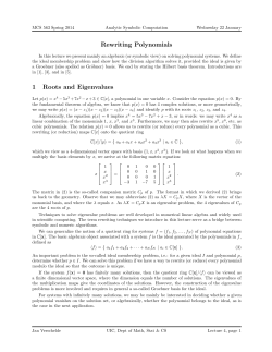 Rewriting Polynomials 1 Roots and Eigenvalues