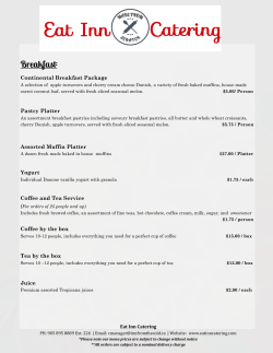 Continental Breakfast Package Pastry Platter Assorted Muffin Platter