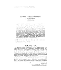 Urbanization and Economic Development