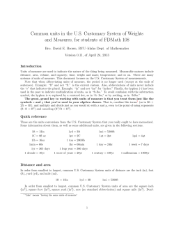 Common units in the US Customary System of