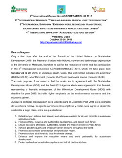 4 International Convention AGRODESARROLLO 2016 Varadero