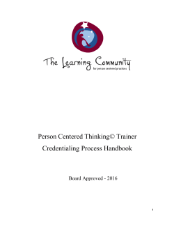 Person Centered Thinking&copy; Trainer Credentialing Process Handbook