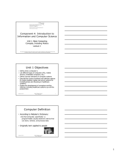 Unit 1 Objectives Computer Definition
