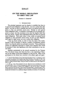 On the Moral Obligation to Obey the Law