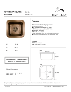15&rdquo; TAMARA SQUARE BAR SINK Features