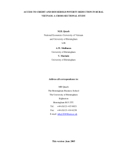 ACCESS TO CREDIT AND HOUSEHOLD POVERTY REDUCTION