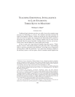 Teaching Emotional Intelligence to Law Students: Three Keys to