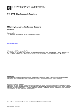 Metonymy in visual and audiovisual discourse Forceville, CJ