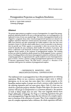 Presupposition Projection as Anaphora Resolution