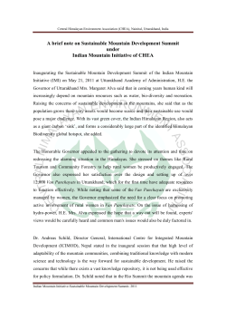 A brief note on Sustainable Mountain Development Summit