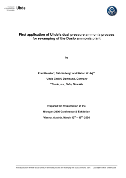 First application of Uhde`s dual pressure ammonia process for