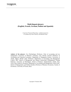 Multi-lingual glossary (English, French, German, Italian and
