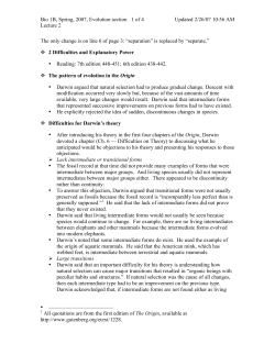 Bio 1B, Spring, 2007, Evolution section 1 of 4 Updated 2/26/07 10