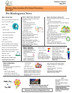 Pre-K Newsletter May 2017