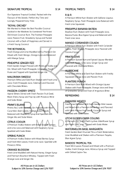 Sand Bar Menu - Bandos Maldives