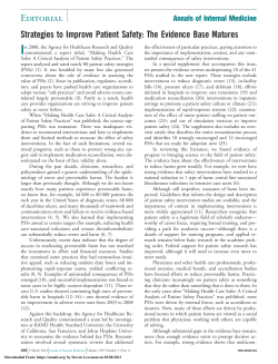 Strategies to Improve Patient Safety: The Evidence Base Matters
