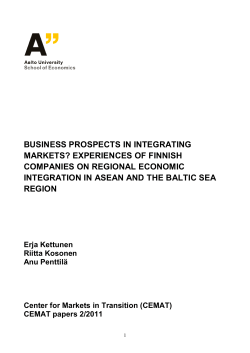 experiences of finnish companies on regional economic integration
