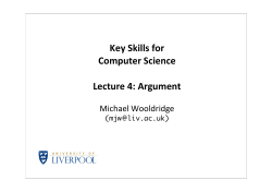 Key Skills for Computer Science Lecture 4: Argument