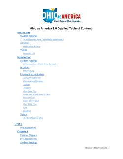 Ohio as America 2.0 Detailed Table of Contents Unit 1