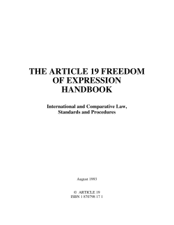 THE ARTICLE 19 FREEDOM OF EXPRESSION HANDBOOK